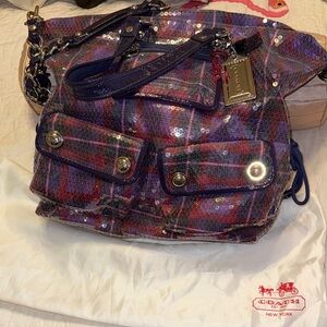 Coach Limited Edition Poppy Tartan Sequin Women's Bag